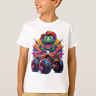 Grappige Dinosaurus T Rex op Monster Truck T-shirt