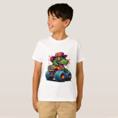 Grappige Dinosaurus T Rex op Monster Truck T-shirt (Voorkant volledig)
