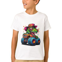 Grappige Dinosaurus T Rex op Monster Truck T-shirt