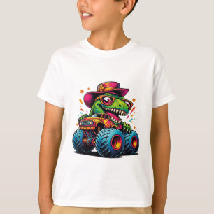 Grappige Dinosaurus T Rex op Monster Truck T-shirt