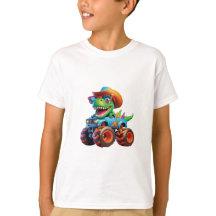 Grappige Dinosaurus T Rex op Monster Truck T-shirt
