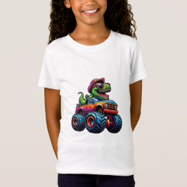 Grappige dinosaurus T Rex op monstertruck T-shirt