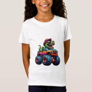 Grappige dinosaurus T Rex op monstertruck T-shirt