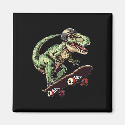 Grappige Dinosaurus T Rex Op Skateboard Skateboard Magneet (Voorkant)