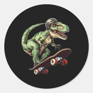 Grappige dinosaurus T Rex op skateboard skateboard Ronde Sticker