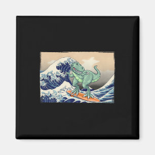 Grappige dinosaurus, T Rex surfen, dinosaurus kuns Magneet