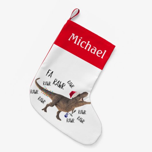 Grappige dinosaurus T-Rex Tyrannosaurus gepersonal Kleine Kerstsok (Voorkant (Hangend))