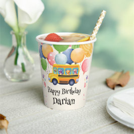 Grappige dinosaurus Terug naar school Bus Ballon V Papieren Bekers