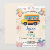 Grappige dinosaurus Terug naar school Bus jong ver Kaart (Voorkant / Achterkant)