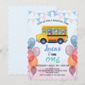 Grappige dinosaurus Terug naar school Bus jong Ver Kaart (Voorkant / Achterkant)