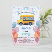 Grappige dinosaurus Terug naar school Bus jong Ver Kaart (Staand voorkant)