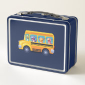 Grappige dinosaurus terug naar school bus jongen v (Achterkant)