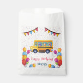 Grappige dinosaurus terug naar school bus jongen v bedankzakje (Voorkant)