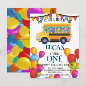 Grappige dinosaurus Terug naar school bus jongen V Briefkaart (Voorkant / Achterkant)