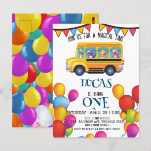 Grappige dinosaurus terug naar school bus jongen v briefkaart