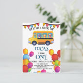 Grappige dinosaurus Terug naar school Bus jongen V Briefkaart (Staand voorkant)