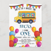 Grappige dinosaurus Terug naar school Bus jongen V Briefkaart (Voorkant)