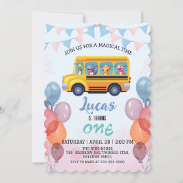 Grappige dinosaurus Terug naar school Bus jongen V Kaart