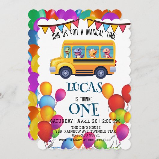 Grappige dinosaurus Terug naar school Bus jongen V Kaart (Voorkant / Achterkant)