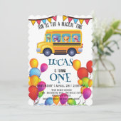 Grappige dinosaurus Terug naar school Bus jongen V Kaart (Staand voorkant)