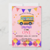 Grappige dinosaurus Terug naar school Bus meisjes  Save The Date (Voorkant)