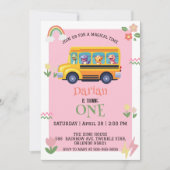 Grappige dinosaurus Terug naar school Bus meisjes  Save The Date (Voorkant)