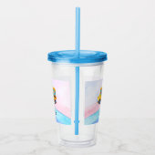 Grappige dinosaurus Terug naar school Bus Rainbow Acryl Drinkbeker (Rechts)