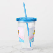 Grappige dinosaurus Terug naar school Bus Rainbow Acryl Drinkbeker (Links)