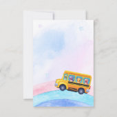 Grappige dinosaurus Terug naar school Bus Rainbow  Bedankkaart (Achterkant)