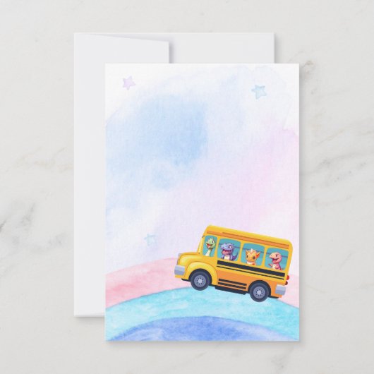 Grappige dinosaurus Terug naar school Bus Rainbow  Bedankkaart (Achterkant)