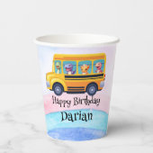 Grappige dinosaurus Terug naar school Bus Rainbow Papieren Bekers (Achterkant)