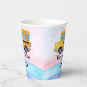 Grappige dinosaurus Terug naar school Bus Rainbow Papieren Bekers (Rechts)