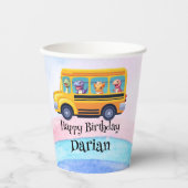 Grappige dinosaurus Terug naar school Bus Rainbow Papieren Bekers (Voorkant)