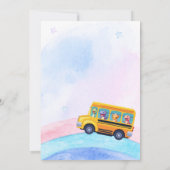 Grappige dinosaurus Terug naar school Bus Rainbow Save The Date (Achterkant)