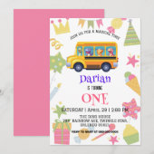 Grappige dinosaurus Terug naar school Buscake Verj Save The Date (Voorkant / Achterkant)