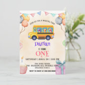 Grappige dinosaurus Terug naar school Buscake Verj Save The Date (Staand voorkant)