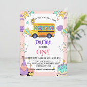 Grappige dinosaurus Terug naar school Buscake Verj Save The Date (Staand voorkant)