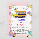 Grappige dinosaurus Terug naar school Buscake Verj Save The Date (Voorkant / Achterkant)