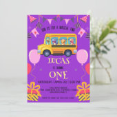 Grappige dinosaurus Terug naar school Busjongen ki Save The Date (Staand voorkant)