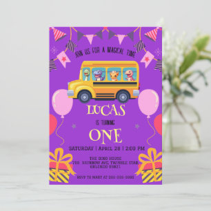 Grappige dinosaurus Terug naar school Busjongen ki Save The Date