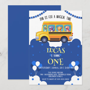 Grappige dinosaurus Terug naar school Busjongen ki Save The Date