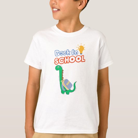 Grappige dinosaurus terug naar school met rugzak k t-shirt (Voorkant)