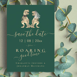 Grappige dinosaurus thema bruiloft save the date