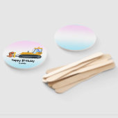 Grappige dinosaurus tractor jongen terug naar scho handwaaier (Niet-gemonteerd)