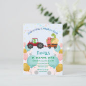 Grappige dinosaurus tractor Verjaardagsfeestje DIY Briefkaart (Staand voorkant)