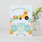 Grappige dinosaurus tractor Verjaardagsfeestje DIY Feestdagenkaart (Staand voorkant)