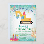 Grappige dinosaurus tractor Verjaardagsfeestje DIY Feestdagenkaart (Voorkant / Achterkant)