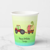 Grappige dinosaurus tractor Verjaardagsfeestje DIY Papieren Bekers (Voorkant)