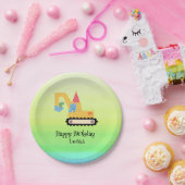 Grappige dinosaurus tractor Verjaardagsfeestje DIY Papieren Bordje (Feest)