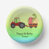 Grappige dinosaurus tractor Verjaardagsfeestje DIY Papieren Kommen (Voorkant)